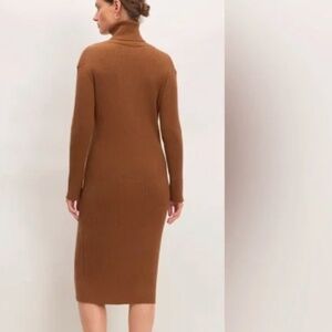 Everlane M Burnt Orange Camel Cotton Wool Turtleneck Dress